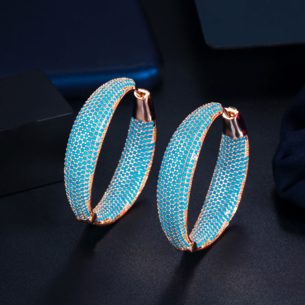Pendientes en aro azul y dorado