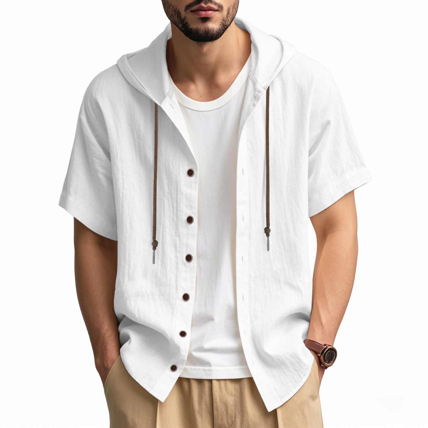 Camisa holgada de manga corta con capucha