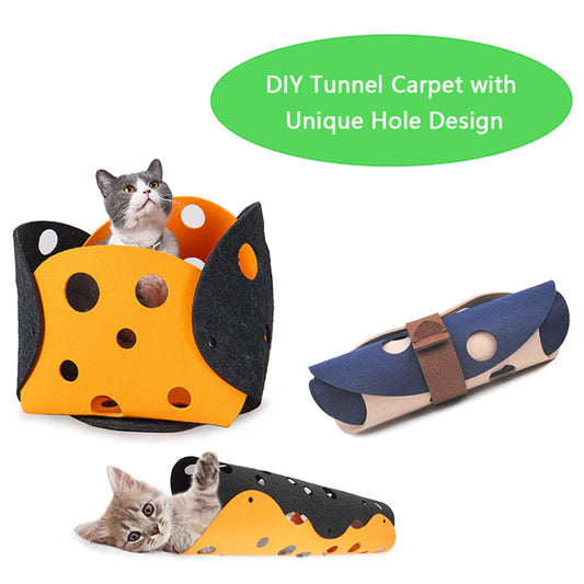 Túnel deformable para gatos con pompones