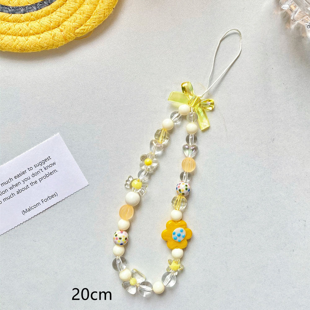 Cordón para teléfono móvil con flores y cuentas