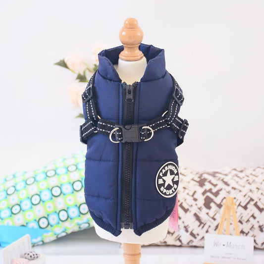 Ropa impermeable para perros, abrigo de invierno con arnés