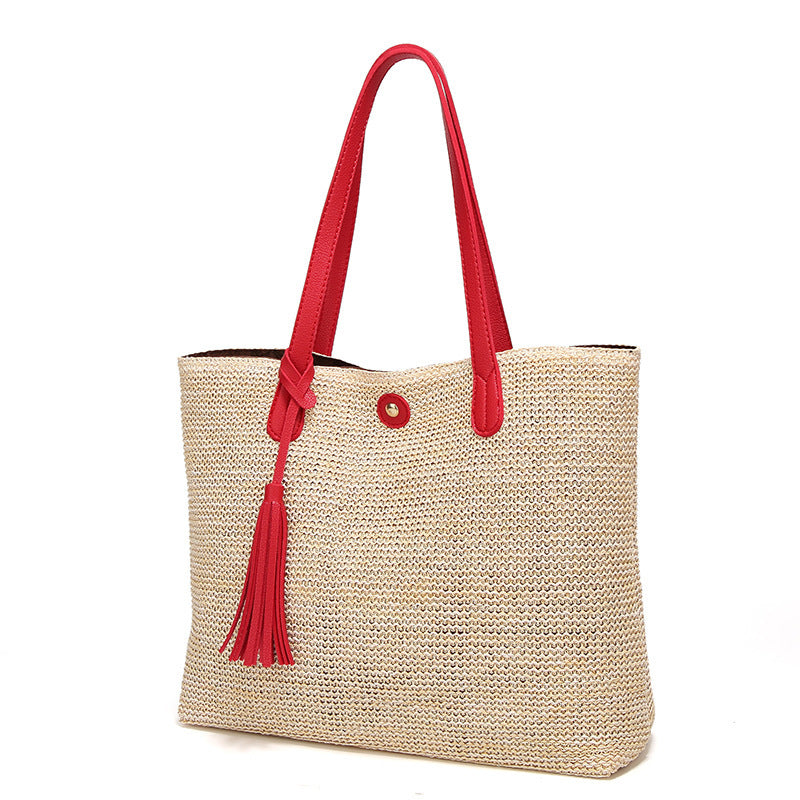 Bolso de paja de playa de moda