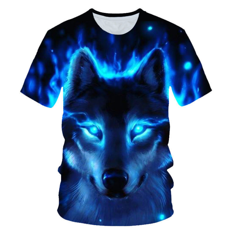 Camiseta de verano con estampado de lobo