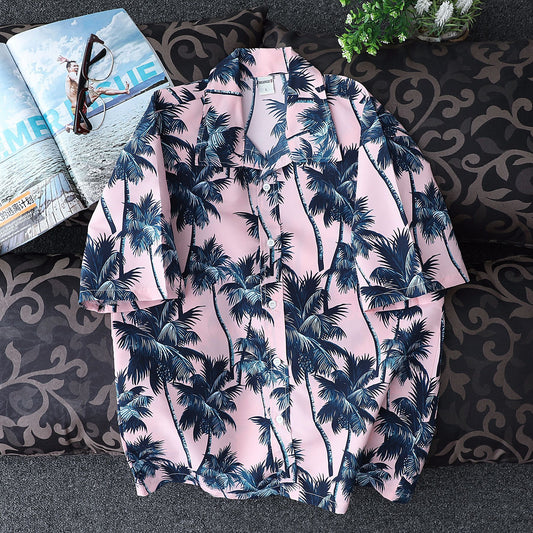 Camisa hawaiana floral de manga corta de secado rápido