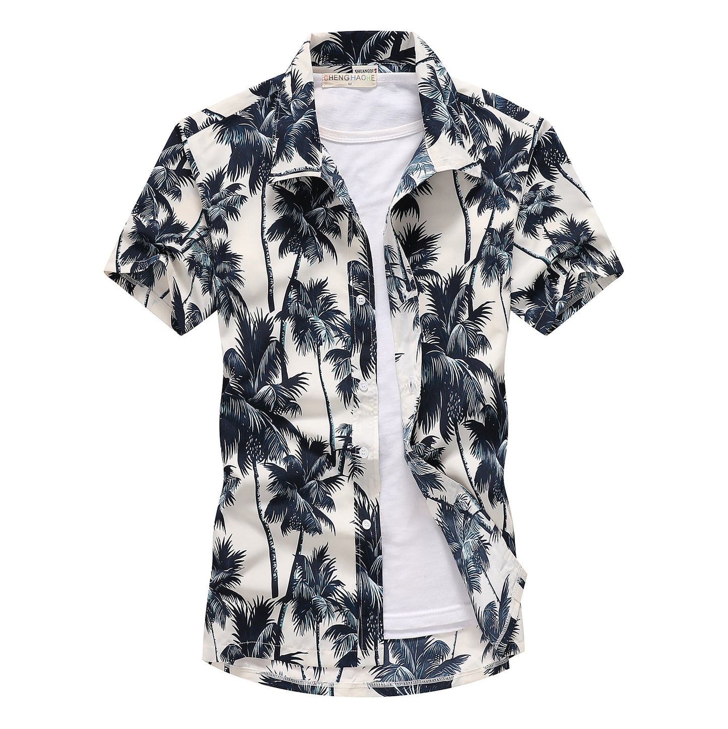 Camisa hawaiana floral de manga corta de secado rápido