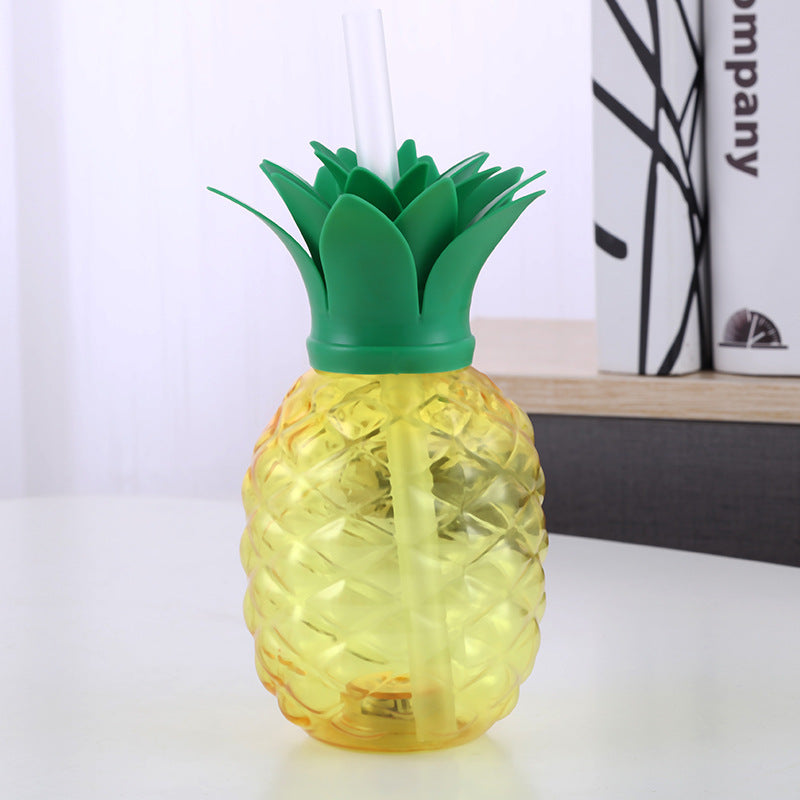 Vaso luminoso de plástico en forma de piña con pajita