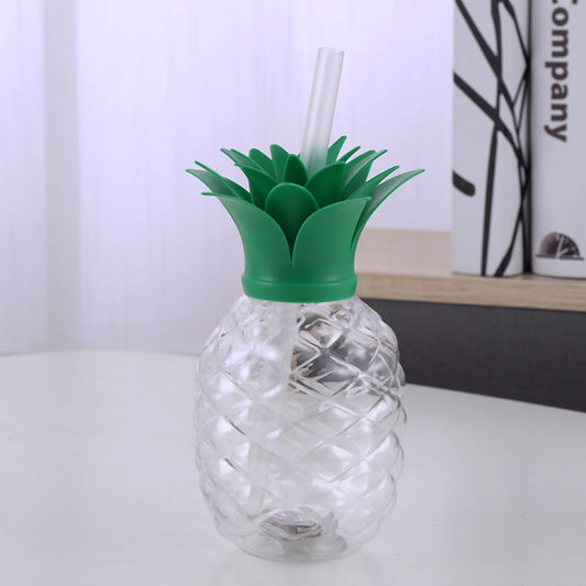 Vaso luminoso de plástico en forma de piña con pajita