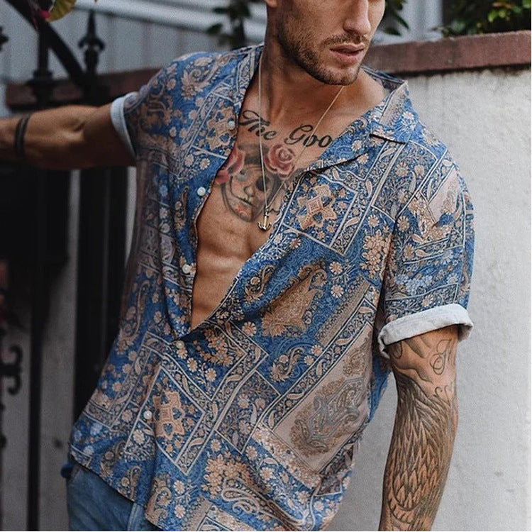 Camisa de manga corta con estampado playero