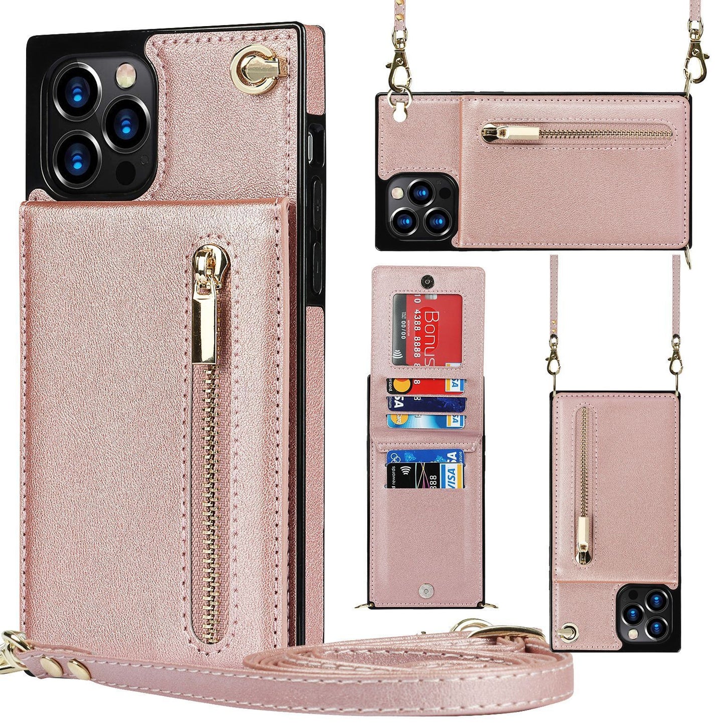 Funda bandolera para teléfono con cremallera