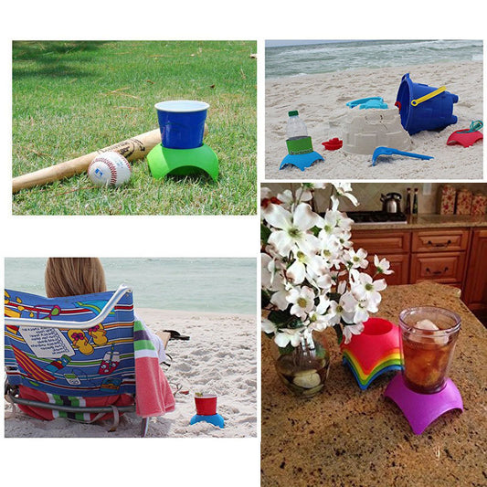 Portavasos de plástico portátil para playa y ocio 5uds