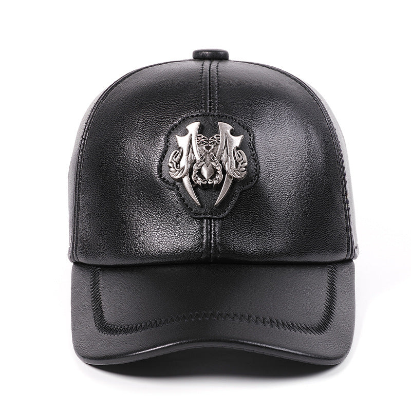 Gorra de piel auténtica para hombre y mujer estilo informal
