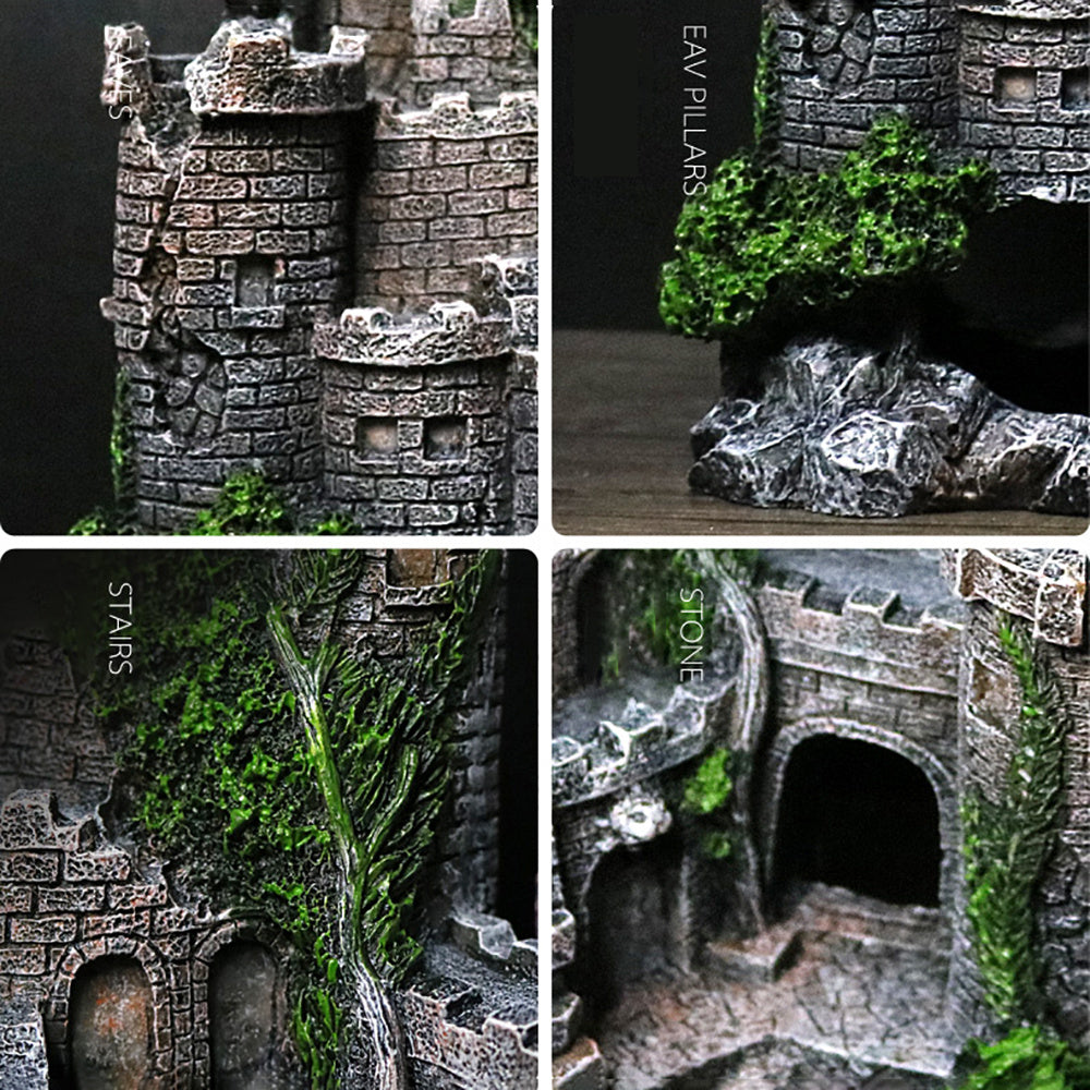 Castillo decorativo de resina para peceras