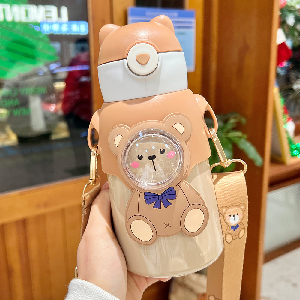 Termo con pajita para niños y niñas,especial para la escuela