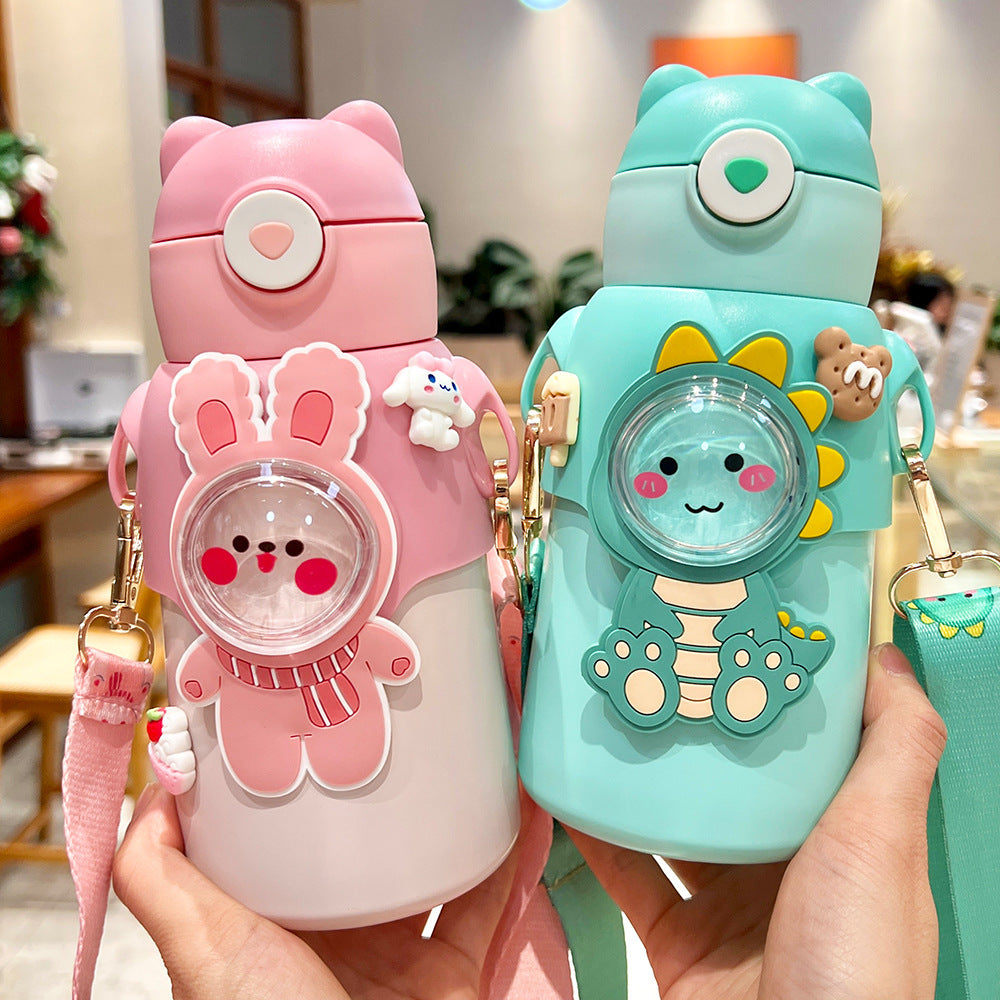 Termo con pajita para niños y niñas,especial para la escuela