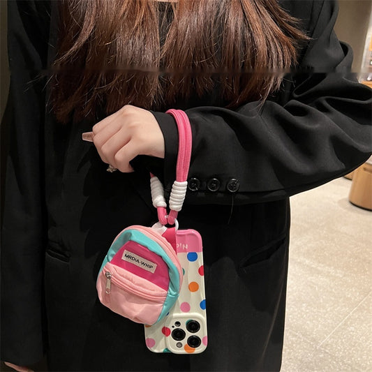 Bolso bandolera pequeña con lunares de colores y correa para el teléfono