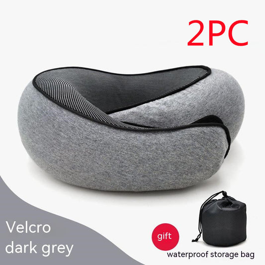Almohada de viaje para el cuello de algodón con memoria en forma de U