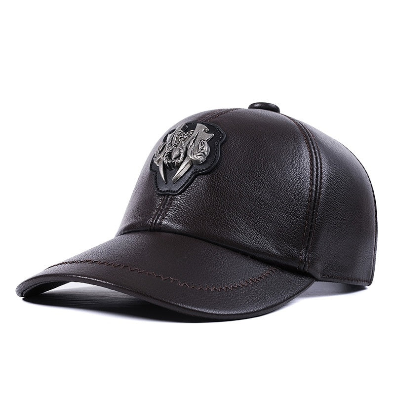 Gorra de piel auténtica para hombre y mujer estilo informal