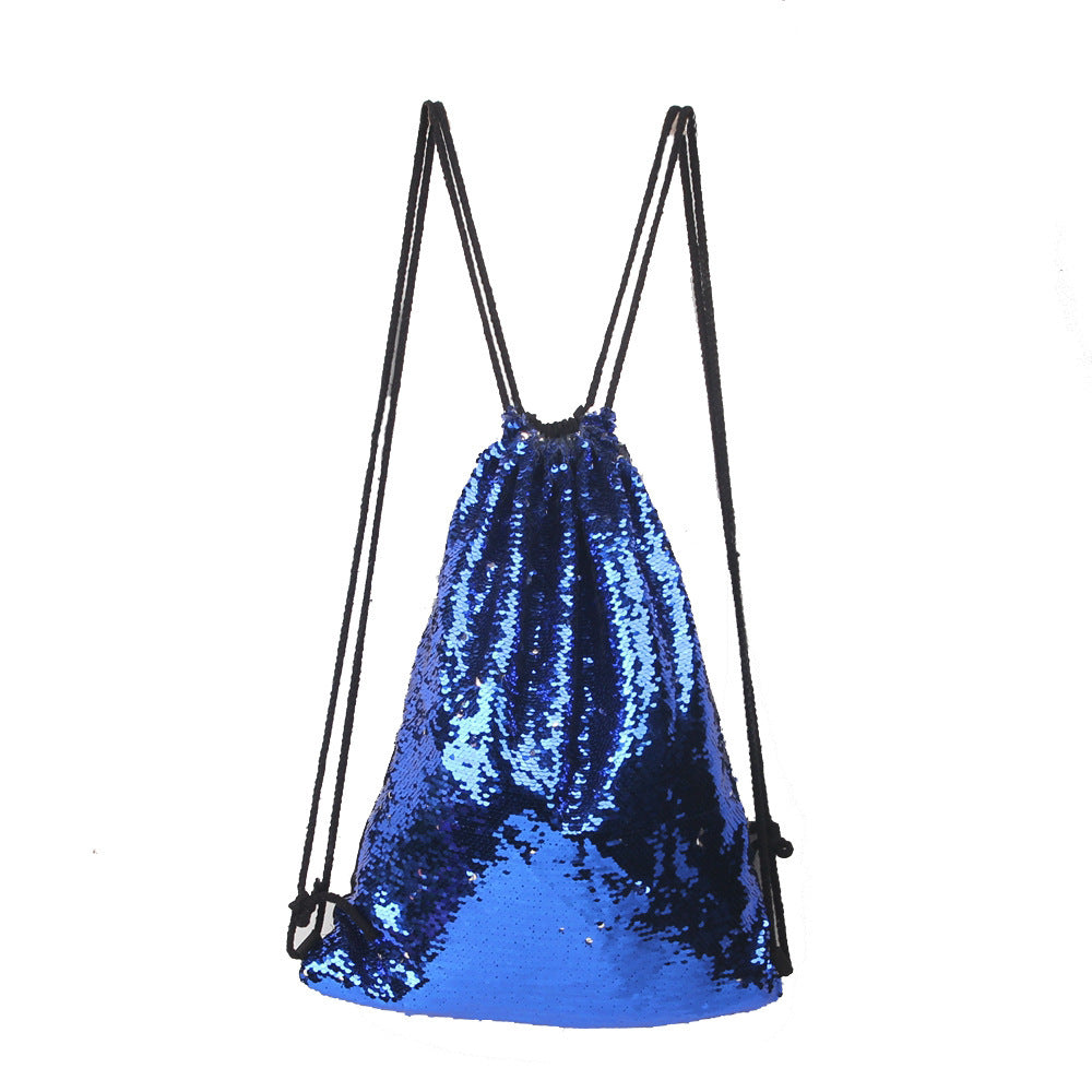Mochila deportiva con cordón y lentejuelas de sirena