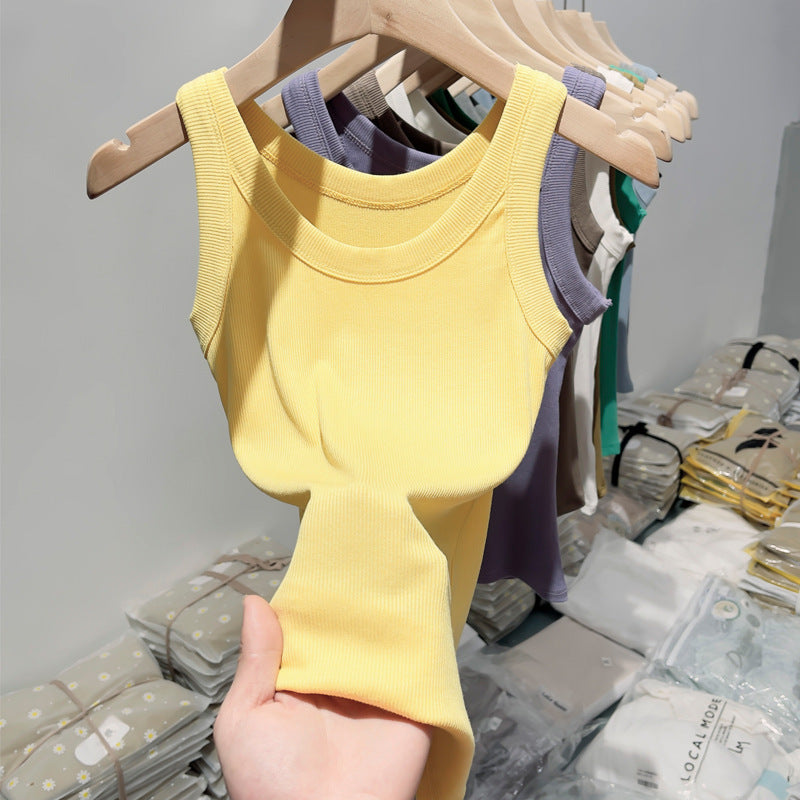 Camiseta de color liso para mujer con base fina