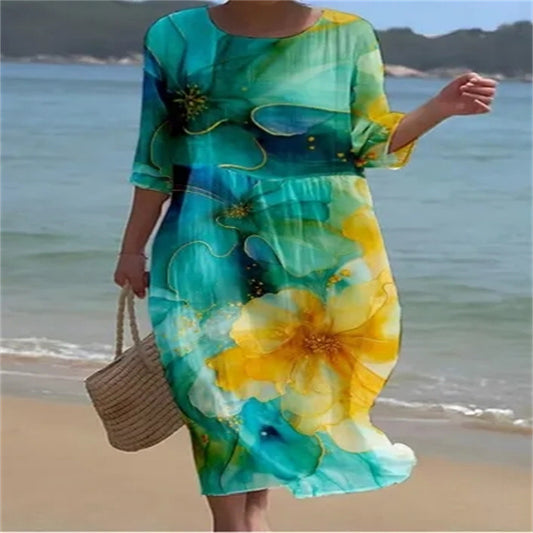 Vestido informal de playa con estampado floral