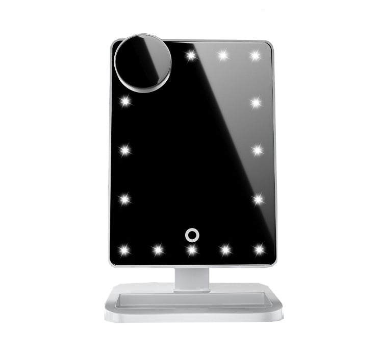 Espejo de maquillaje con pantalla táctil y 20 luces LED altavoz Bluetooth y música espejos de aumento 10X con luces