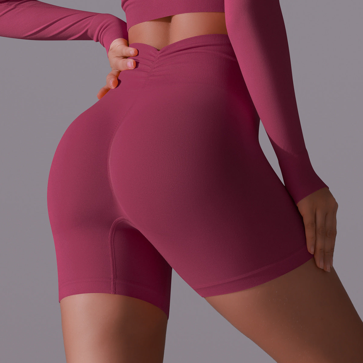 Leggings cortos deportivos de cintura alta transpirables elásticos y con efecto contracción abdominal