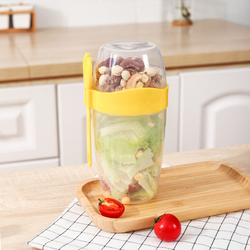 Vaso para ensalada de gran capacidad con tapa y cuchara