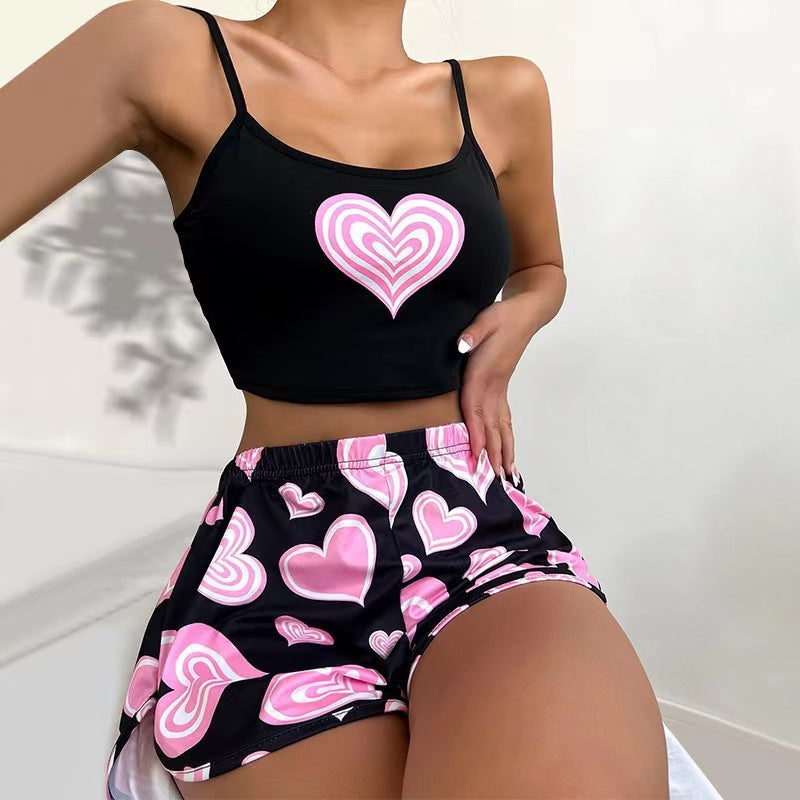 Conjunto comodo de 2 piezas shorts y blusa de tirantes