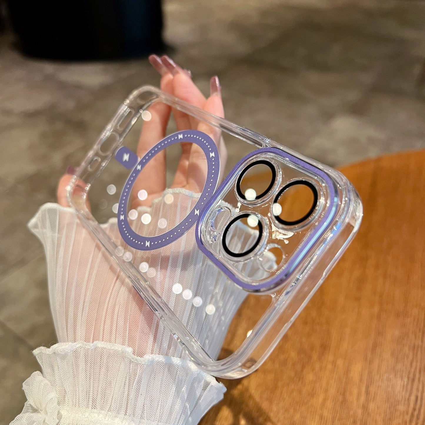 Funda para teléfono móvil con lente magnética transparente y resistente a caídas