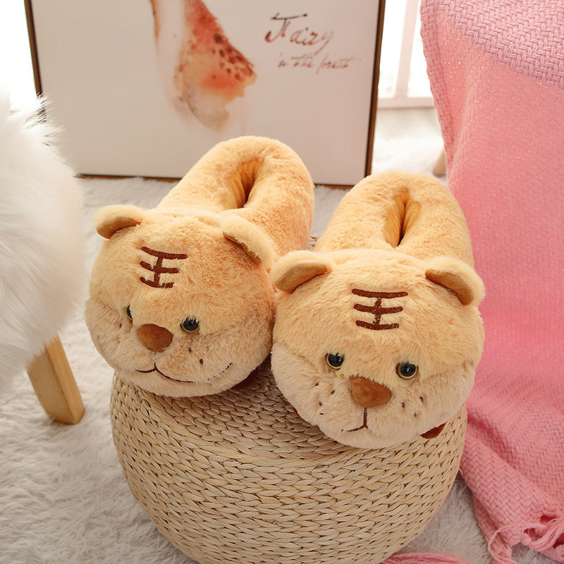 Pantuflas de algodón de felpa antideslizantes para mujer otoño e invierno