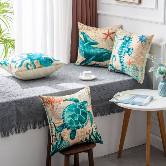 Fundas de cojín con estampado marino para decoración