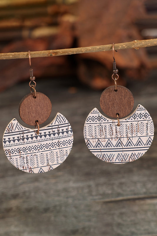 Pendientes de madera con estampado geométrico multicolor