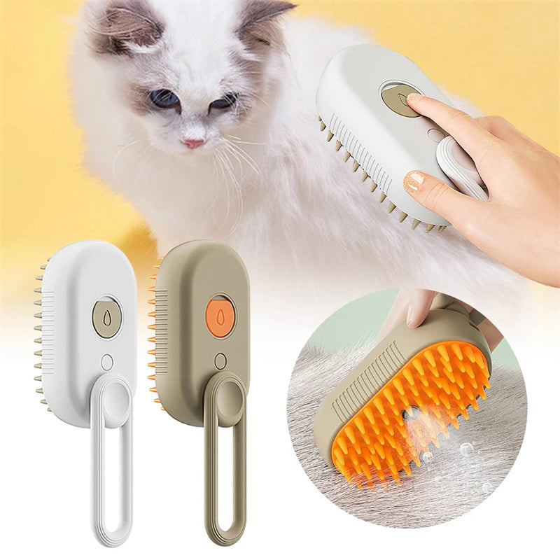 Cepillo de vapor para gatos y perros, cepillo eléctrico 3 en 1