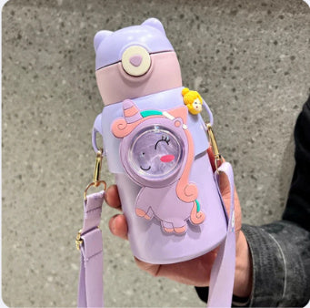 Termo con pajita para niños y niñas,especial para la escuela
