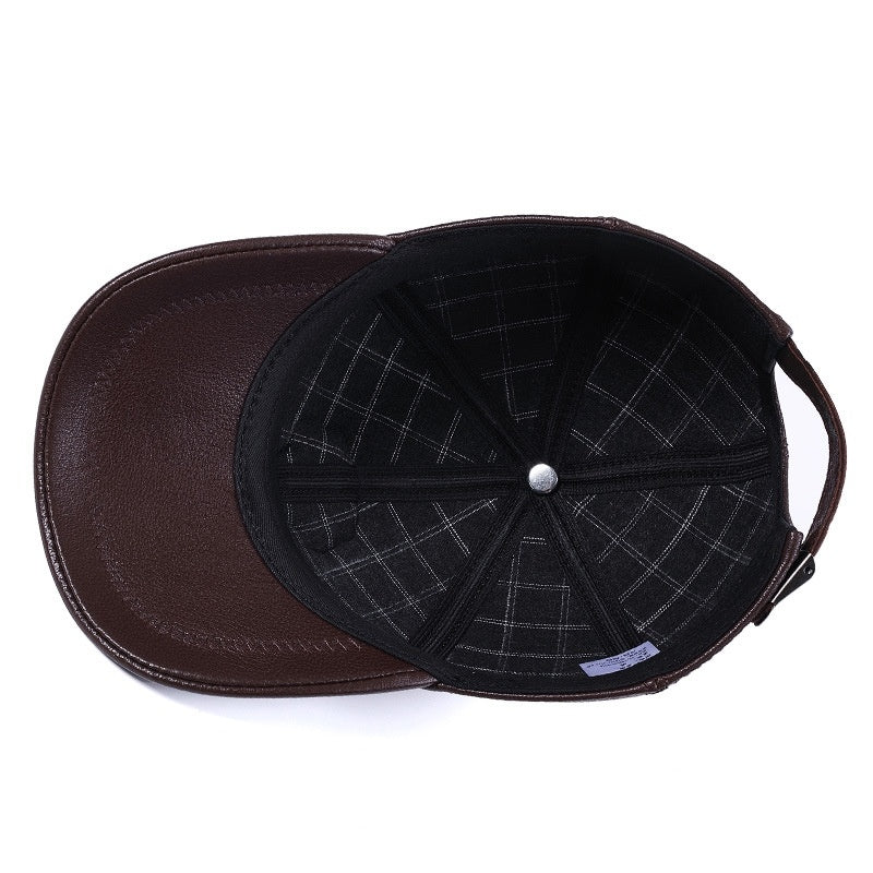 Gorra de piel auténtica para hombre y mujer estilo informal