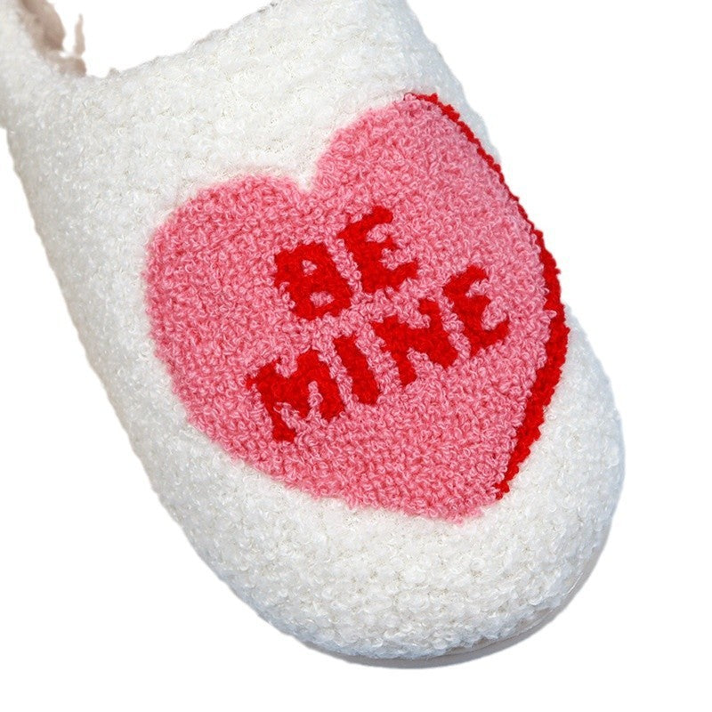 Pantuflas de algodón con forma de corazón para mujer,