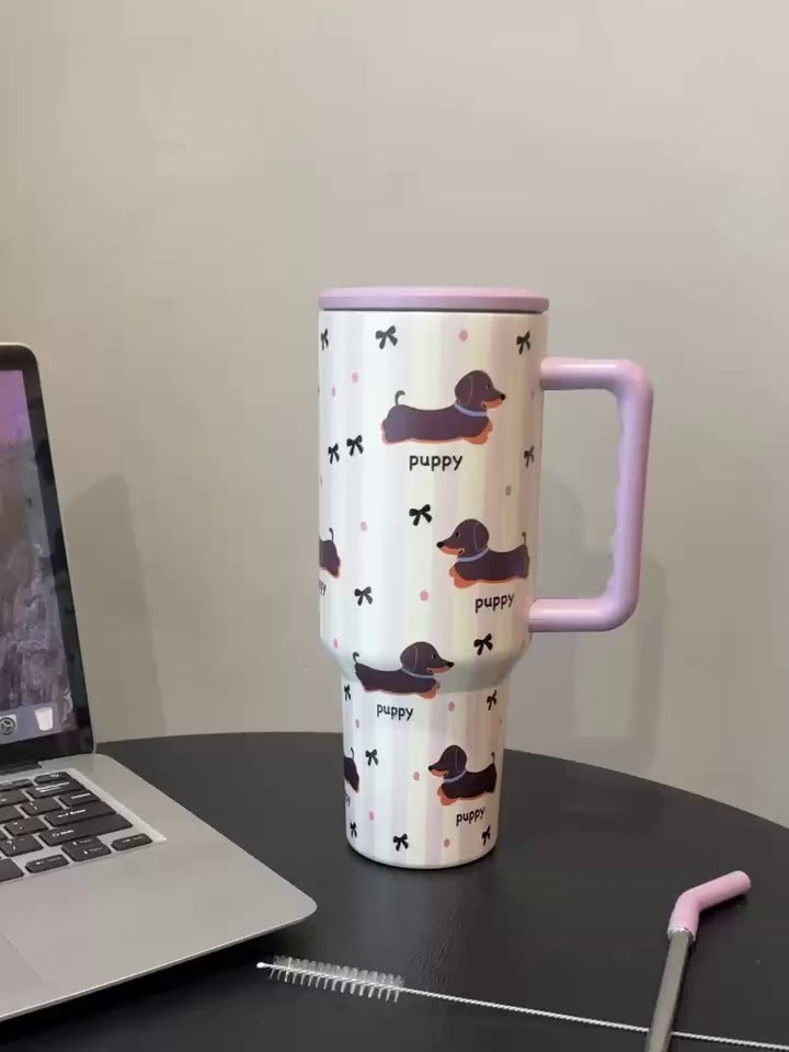 Vaso de acero inoxidable con pajita 1,2L