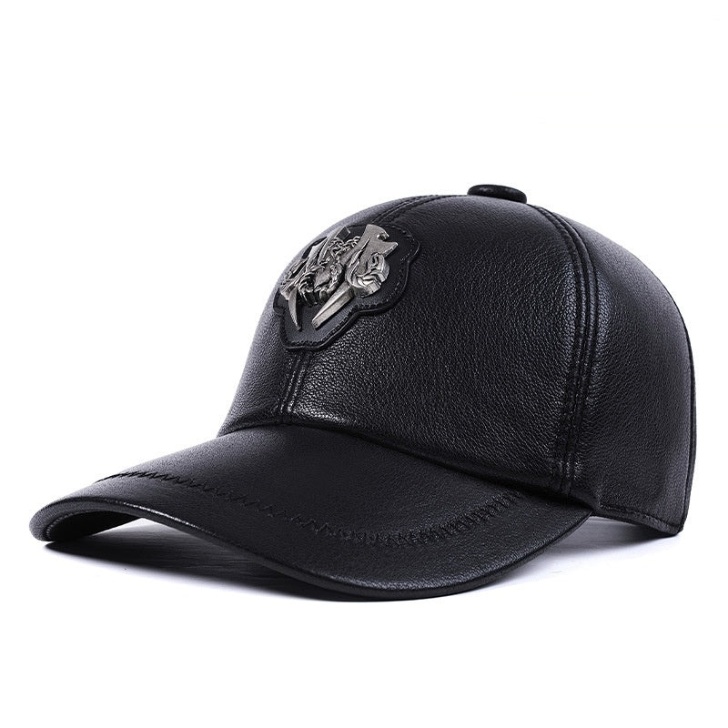 Gorra de piel auténtica para hombre y mujer estilo informal