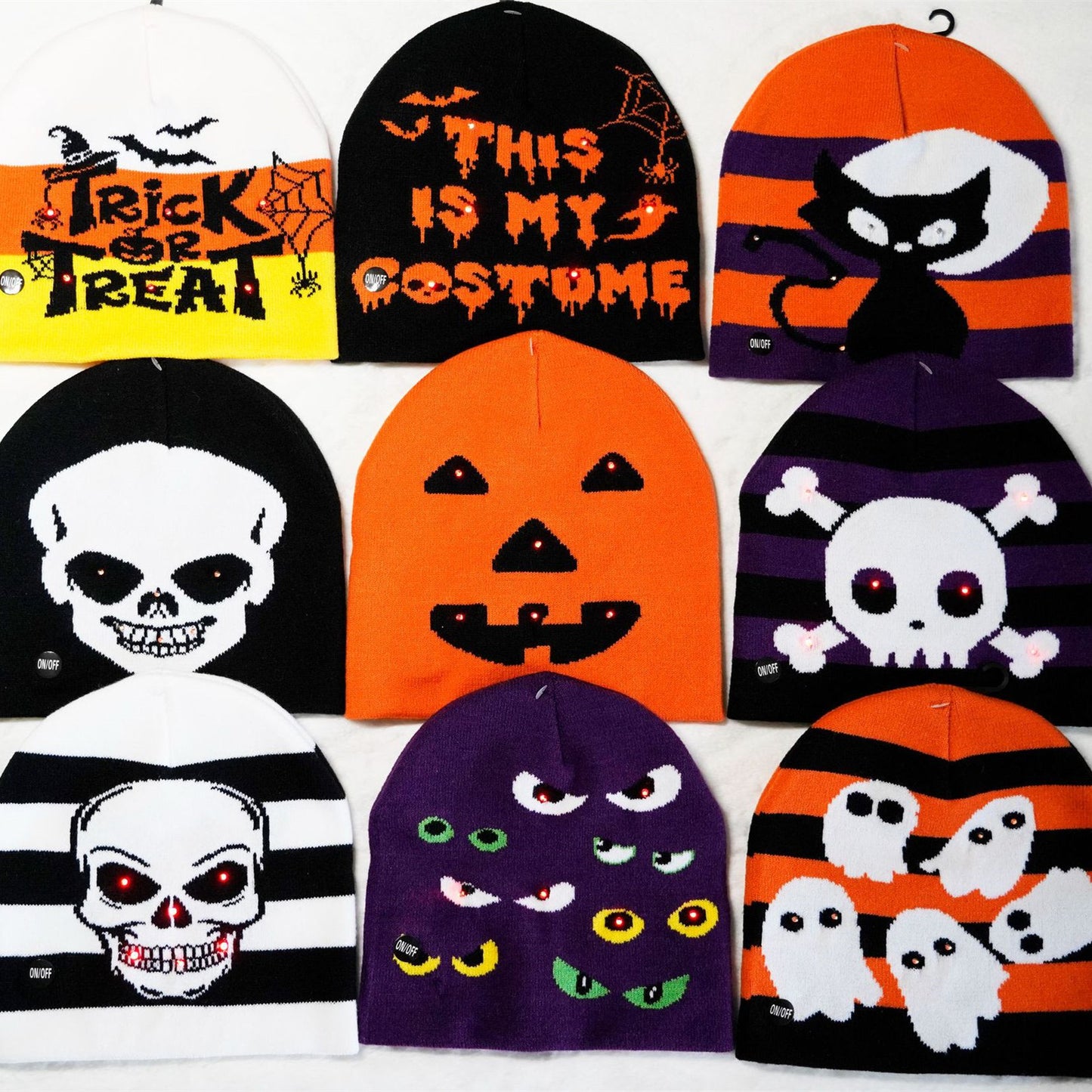 Gorro luminiscente con expresión de terror de Halloween