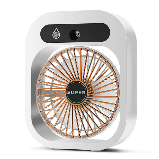 Ventilador de escritorio nebulizador recargable por USB con 3 velocidades de viento y nebulizador