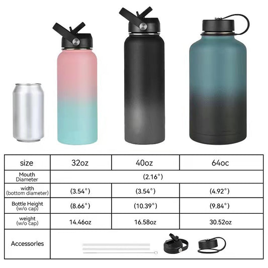 Botella de agua de acero inoxidable al vacio de gran capacidad