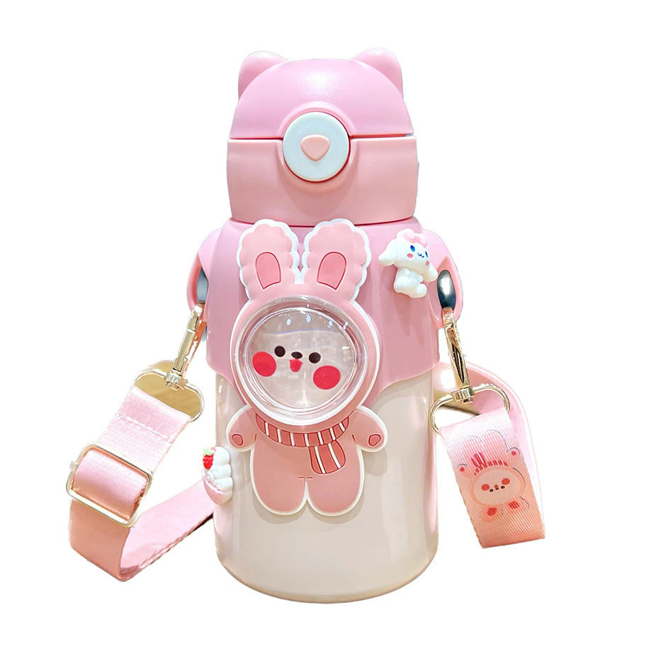 Termo con pajita para niños y niñas,especial para la escuela