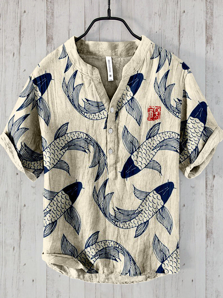Camisa hawaiana informal con estampado para hombre