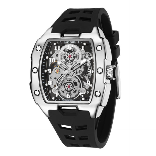 Reloj mecánico deportivo con forma de barril para hombre