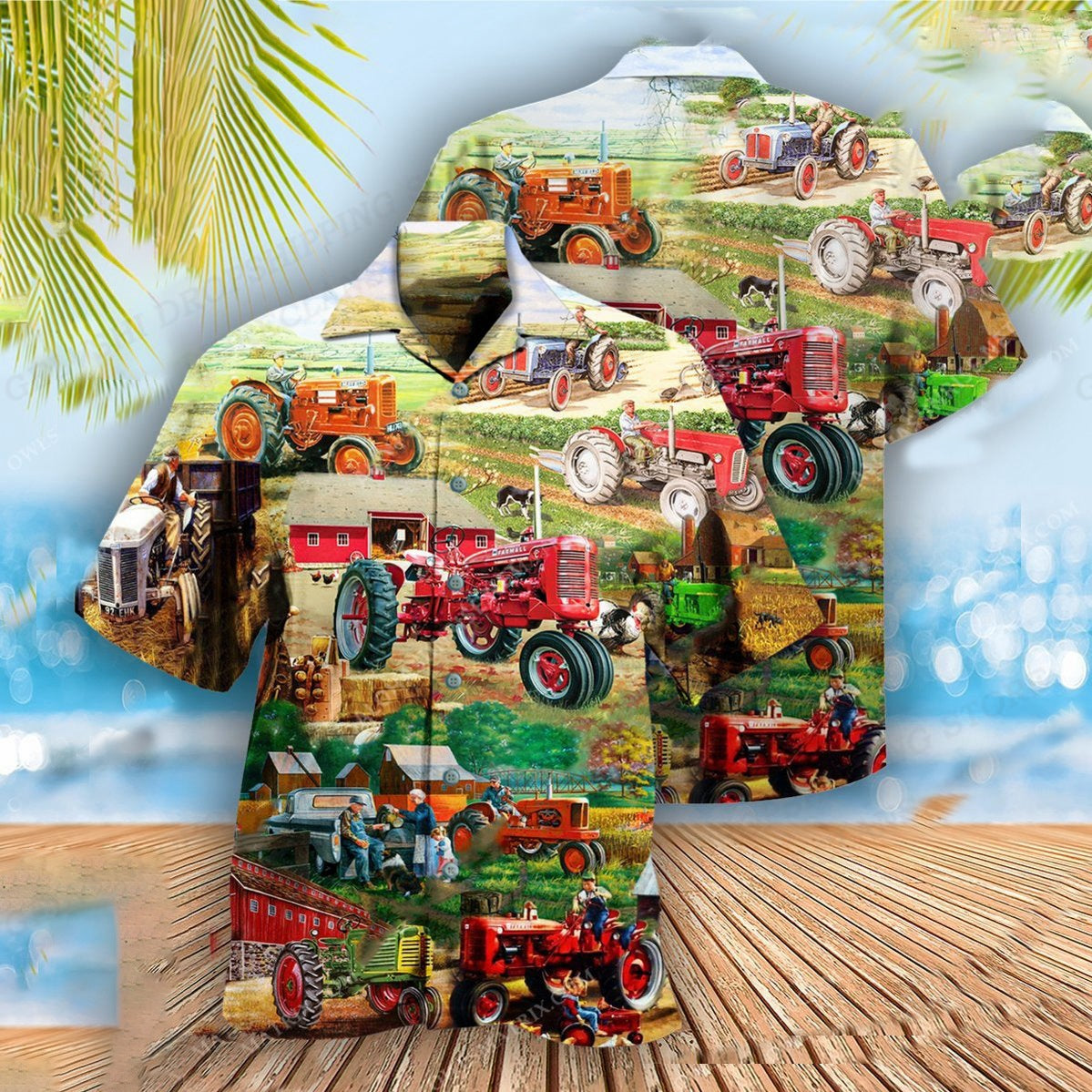Men's summer short-sleeved shirt with fashionable print