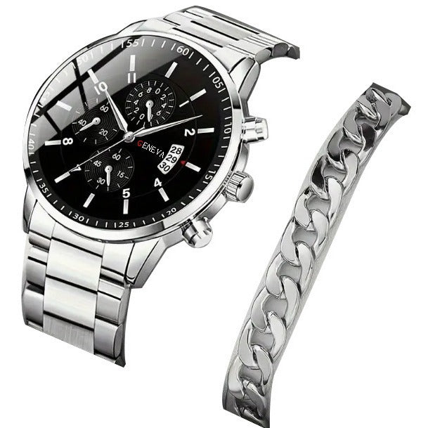Reloj con correa y pulsera de acero para hombre