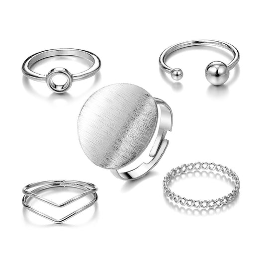 Juego de 5 anillos redondos con apertura ajustable