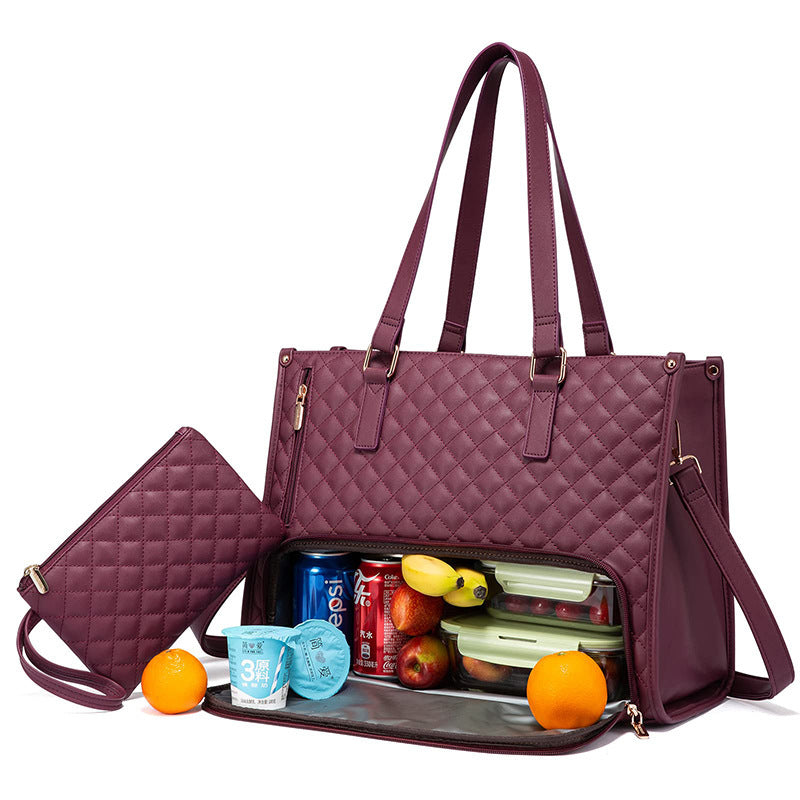 Bolsa moderna para mujer con compartimiento de almuerzo y aislamiento térmico