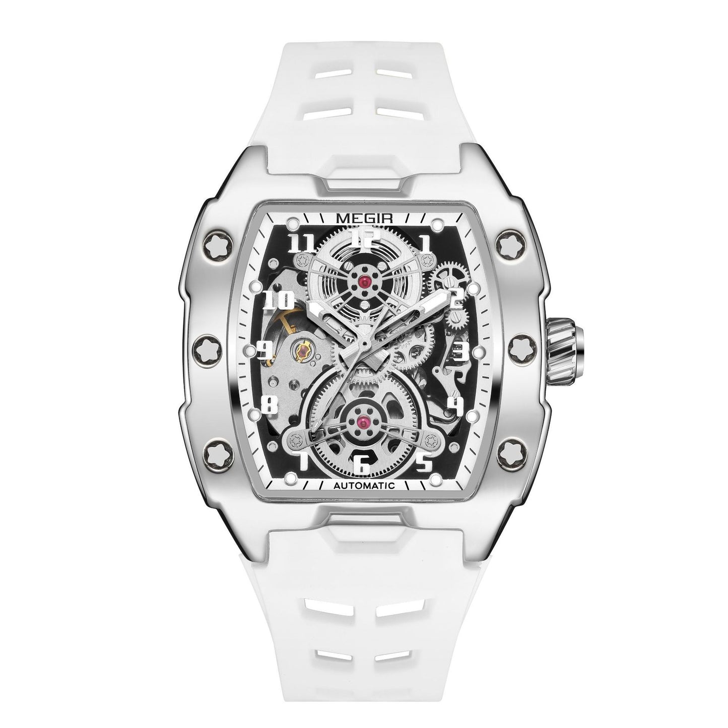 Reloj mecánico deportivo con forma de barril para hombre