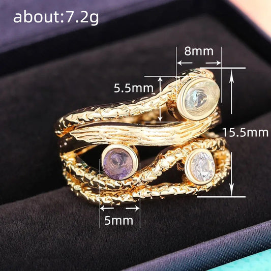 Anillo de gemas con color degradado multicapa